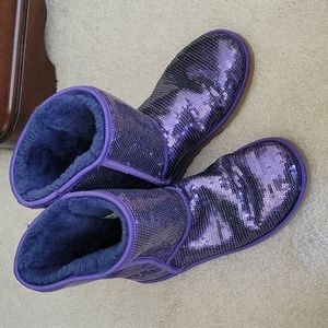 Ugg sequin purple boots size 9